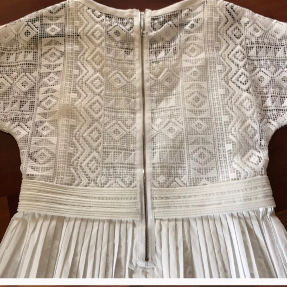 Share Madewell Dress Womens 4 Knee Length Pleated Skirt Geo Lace Top White - Picture 4 of 10